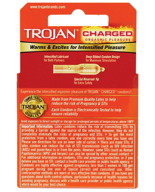 Trojan Intensified Charged Condoms Box Of 3 Paradise Marketing Anal