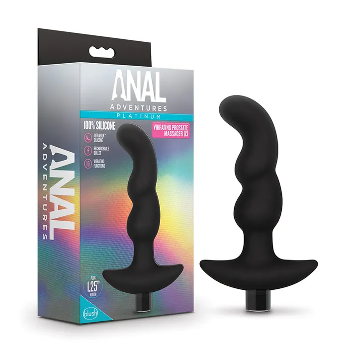Nalpac Blush Anal Adventures Platinum Silicone Rechargeable Vibrating Prostate Massager 03 Black Anal