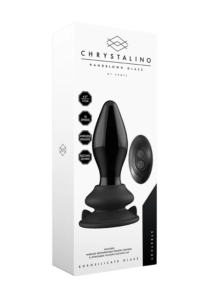 Stretchy Glass Vibrator With Suction Cup And Remote Rechargeable 10 Speed Shots America Female Sex Toys