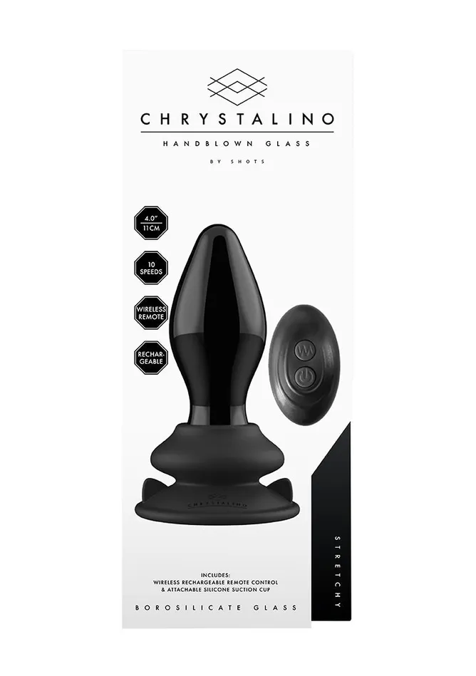 Stretchy Glass Vibrator With Suction Cup And Remote Rechargeable 10 Speed Shots America Female Sex Toys