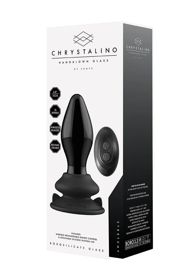 Stretchy Glass Vibrator With Suction Cup And Remote Rechargeable 10 Speed Shots America Female Sex Toys