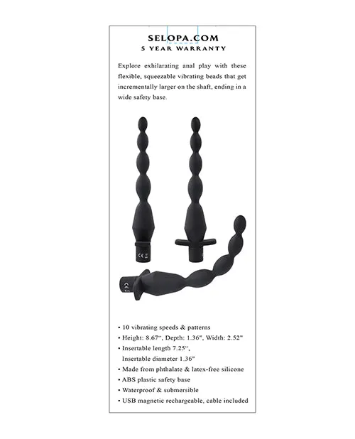 Anal Selopa Selopa Vibrating Butt Beads Rechargeable Anal Silicone Black