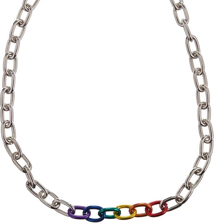 Anal Wd Rainbow Silver Links Necklace 20 quot Gaysentials