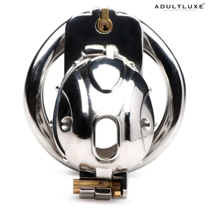 Male Sex Toys XR Brands Entrapment Deluxe Locking Open Chastity Cage from Master Series