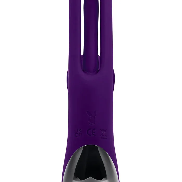 PB The Thrill Rechargeable Silicone Dual Stim Vibrator w Flapper Acai Evolved Novelties Female Sex Toys