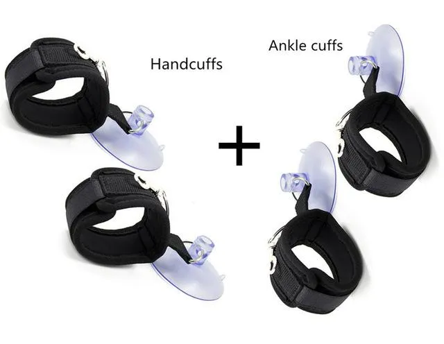 Restraints House of Dasein Cuffs Shackles Black Suction Cup Handcuffs Ankle Cuffs Shower Restraints Bdsm Bondage