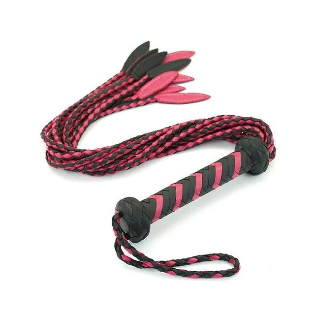 Restraints House of Dasein Floggers 60Cm Black Red Brown Leather Flogger Braided Handle Tails Spanking Whip Bdsm