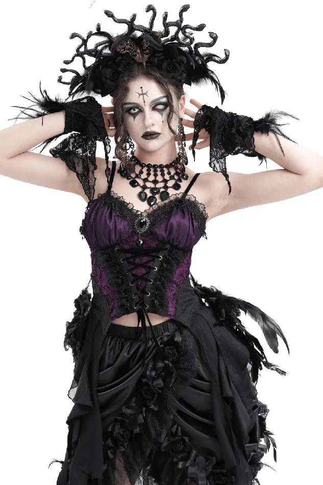 Couples EVEs SECRETS Floral Accented Gothic LaceUp Corset Top for Women