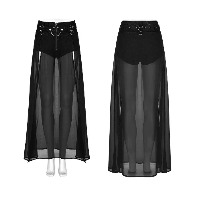 EVEs SECRETS Male Sex Toys Sexy Split Skirt with Sheer Overlay and Removable Belt