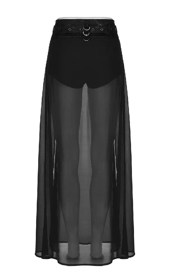 EVEs SECRETS Male Sex Toys Sexy Split Skirt with Sheer Overlay and Removable Belt
