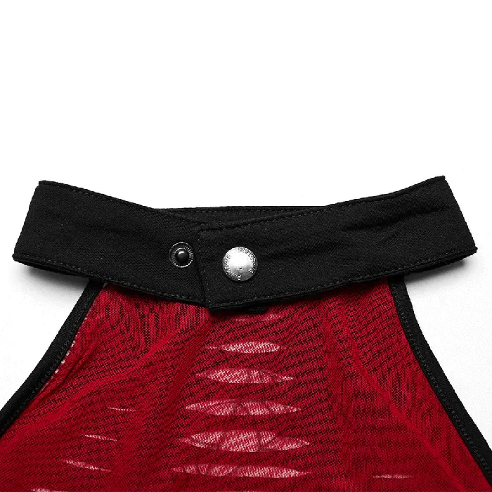 EVEs SECRETS Male Sex Toys Womens Red Spider Mesh Halter Top with Hollow Design