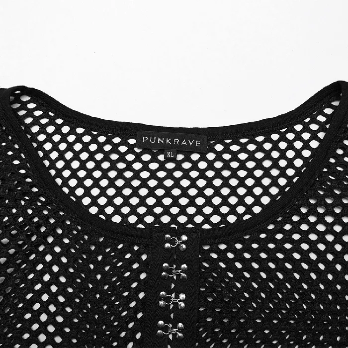 Womens Black Mesh Zipper Top with Long Sleeves EVEs SECRETS Anal