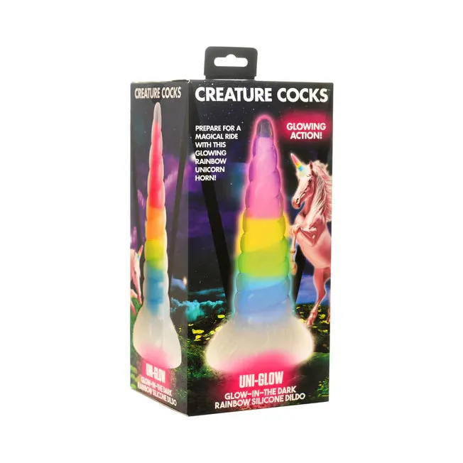 XR Brands Dildos UniGlow Rainbow Glow In The Dark 79 Inch Dildo